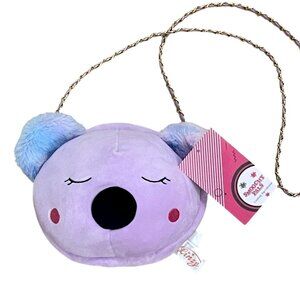 NWT Smoochy Pals Plush Soft Cute Purple Koala Bear Crossbody Bag Purse by Linzy